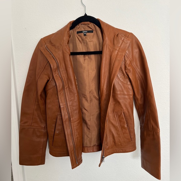 Quince Jackets & Blazers - Quince 100% sheep leather brown cropped zip front jacket XS